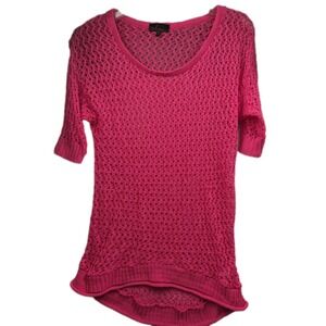 Vintage 90's Y2K Crochet Top Women's Size L Pink Takeout Stretchy USA Barbie